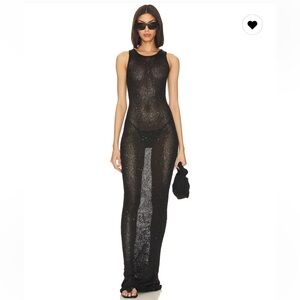 Asta Resort Natalia Sheer Sequin Maxi Dress - Black